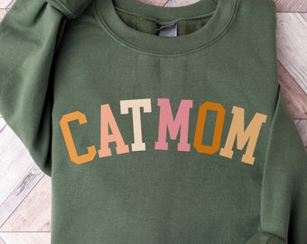 Retro Catmom Sweatshirt, Katzenmom Pullover, Katzenliebhaber Sweatshirt, Geschenk für Katzenliebhaber, Retro Katze Sweatshirt, Katzenbesitzer Pullover, Katzenbesitzer Geschenk