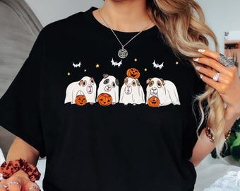 Camiseta de Halloween com Porquinho-da-Índia, Camiseta Divertida com Porquinho-da-Índia, Camiseta com Porquinho-da-Índia, Presente para Amantes de Porquinhos-da-Índia, Porquinho-da-Índia Kawaii, Camiseta Fofa de Halloween Feminina