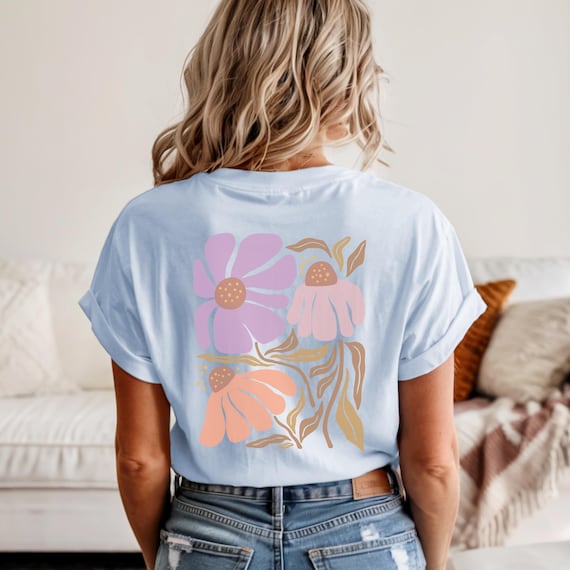 Boho Floral Shirt, Boho Shirt, Boho Tshirt, Flower Shirt, Summer Shirt, Summer Tshirt, Floral Tshirt, Boho Summer Tops, Flower Lover Gift