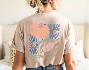 Wildflower Boho Shirt Women, Mama Floral Shirt, Mushroom Shirt, Boho Floral Shirt, Mushroom Gifts, Mushroom Tshirt Boho, Boho Summer Top