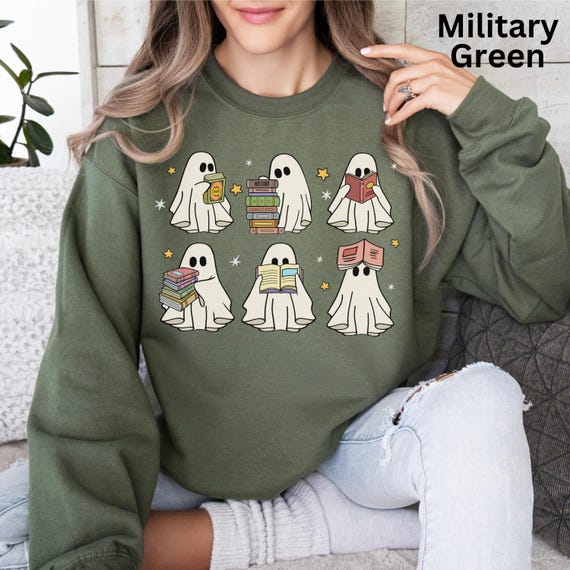 Halloween Book Shirt, Halloween Sweater, Halloween Ghost Shirt, Reading Shirt, Halloween Gift For Book Lover, Book Lover Shirt Halloween