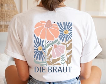 Jga T-Shirt für Damen mit Blumen Design, Junggesellinnenabschied Party Shirts