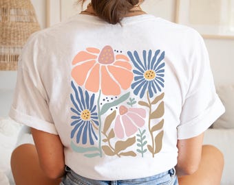 Boho Flower Shirt, Boho Shirt for Women, Wildflower Boho Shirt, Boho Tshirt, Mushroom Shirt Boho Summer Top, Flower Shirt, Boho T shirt Gift