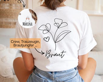 Personalisierte JGA Shirts Braut Tshirt Jga Party Shirt Junggesellinnenabschied Tshirt Party Lustige JGA T-Shirt Trauzeugin Team Braut Shirt