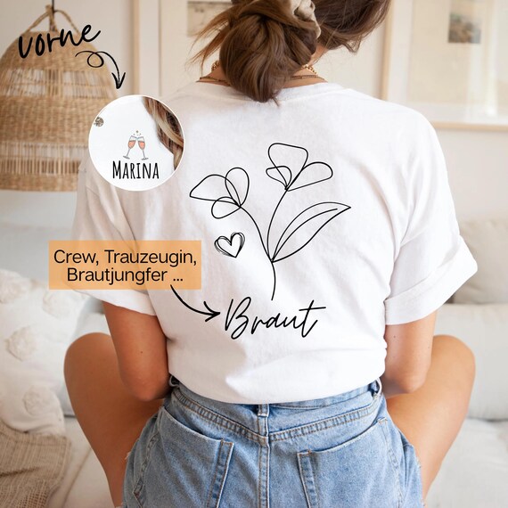 Personalisierte JGA Shirts Braut Tshirt Jga Party Shirt Junggesellinnenabschied Tshirt Party Lustige JGA T-Shirt Trauzeugin Team Braut Shirt