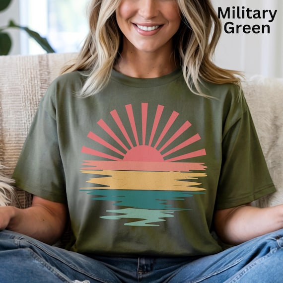 Retro Sunset Shirt Women, Boho Sunset T-Shirt, Vintage Sunset Tshirt, Sunrise Shirt, Boho Summer Top, Summer Shirt, Boho Womens Clothing