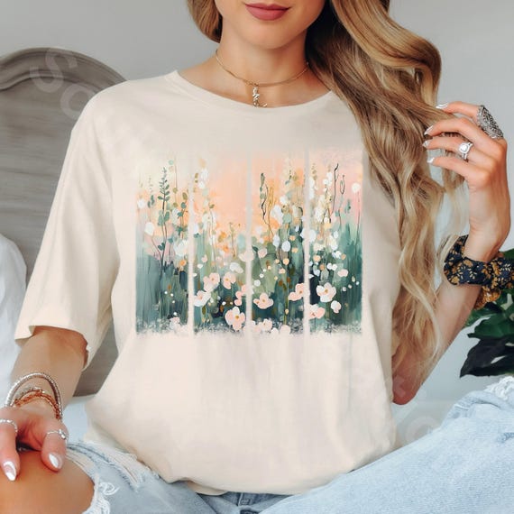 Summer Flower Shirt, Floral Shirt Women, Wildflower Shirt, Botanical Shirt, Cottagecore Shirt, Floral Graphic Tee, Watercolor Flower Shirt