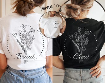 Personalisierte Jga Shirts, Jga Tshirt Damen Blumen, Jga Shirts Crew, Jga Shirt Braut Team, Braut Tshirt Jga Geschenk, Jga T shirt Frauen