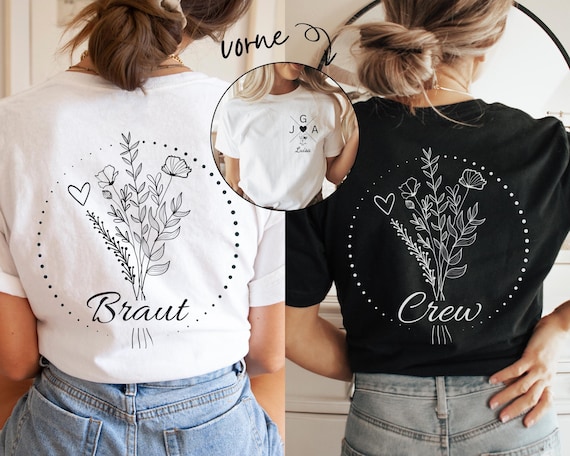 Personalisierte Jga Shirts, Jga Tshirt Damen Blumen, Jga Shirts Crew, Jga Shirt Braut Team, Braut Tshirt Jga Geschenk, Jga T shirt Frauen