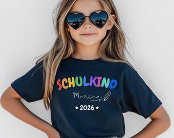 Personalisiertes Tshirt für Schulkind, Schulkind 2026, Schulkind Tshirt für Mädchen und Jungen, Schulkind Geschenk, Einschulung Shirt Kinder