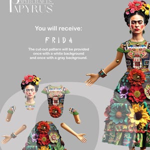 Frida - DIY Pattern Paperdoll - Décoration artisanale articulée - Paperdoll imprimable - Party Fun - Frida Kahlo