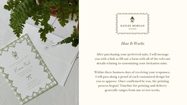 Gingham Garden Party Invitation Suite for baby shower, bridal shower or garden party. Choose from a suite of beautiful pre-existing designs & customize with your specific details. These options are great for a shorter turn-around time!