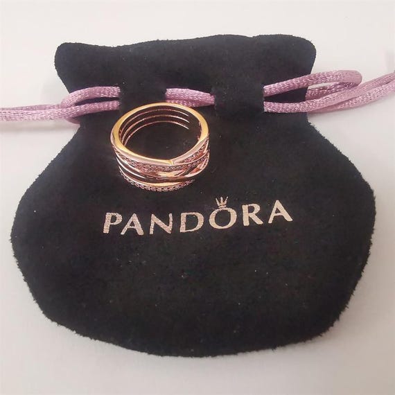 Pandora Ring Rose Entwined Sparkling Lines S925 Ale