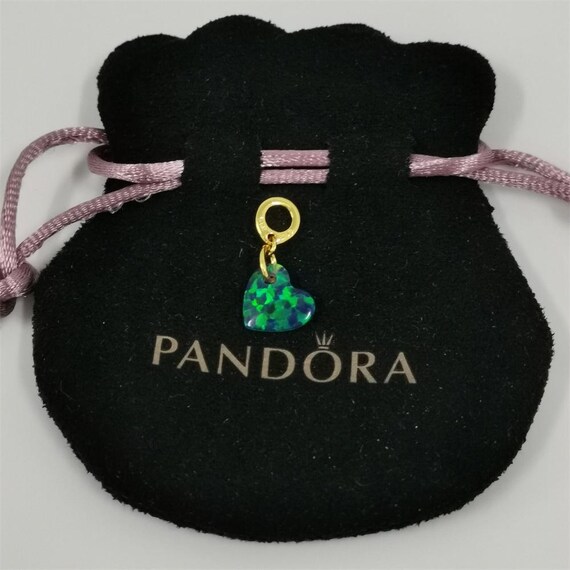 パンドラ オパールセント グリーン ハート ダングル チャーム - Etsy 日本