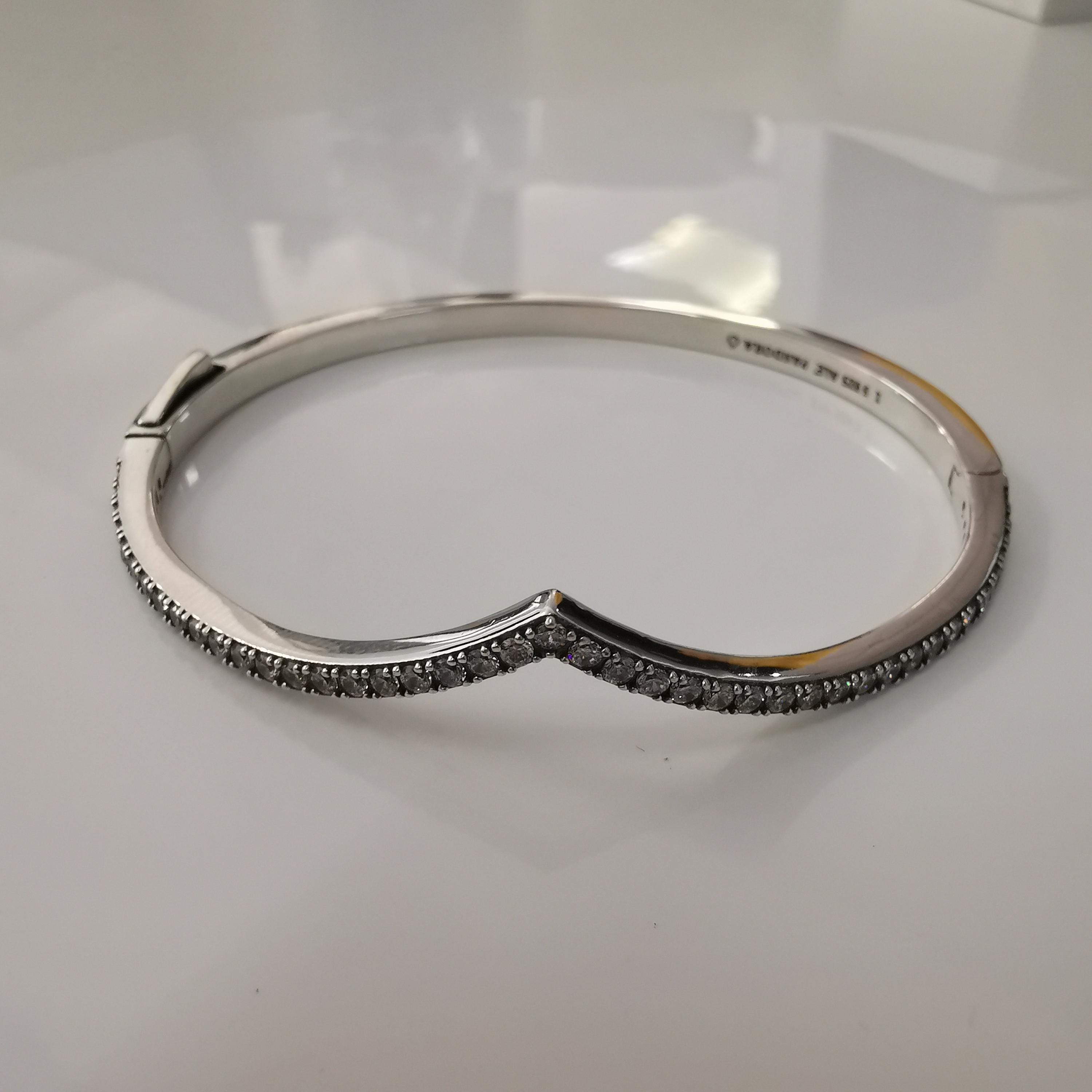上品なブランド S925 Pandora Sterling Bangle Bracelet Wish Shimmering Silver アクセサリー