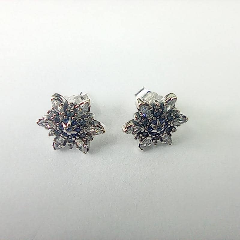 PANDORA Stud Earrings Clear & Blue Crystalized Snowflake - Etsy