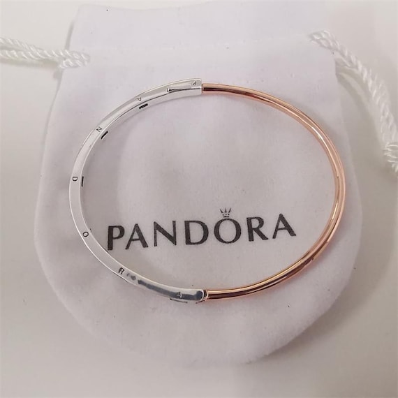 Pandora Signature Two-tone I-D Pavé Bangle | Two-tone