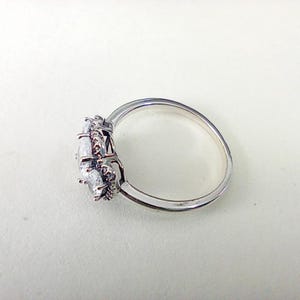 anel vintage Pandora de três pedras em prata 925 com estojo para presente