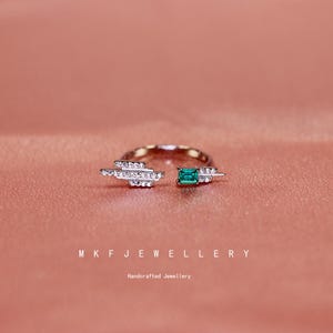 Natürlicher Smaragd verstellbarer Ring, verstellbarer Sterling Silber Ring, Smaragd grüner Edelstein Ring, Mai Birthstone