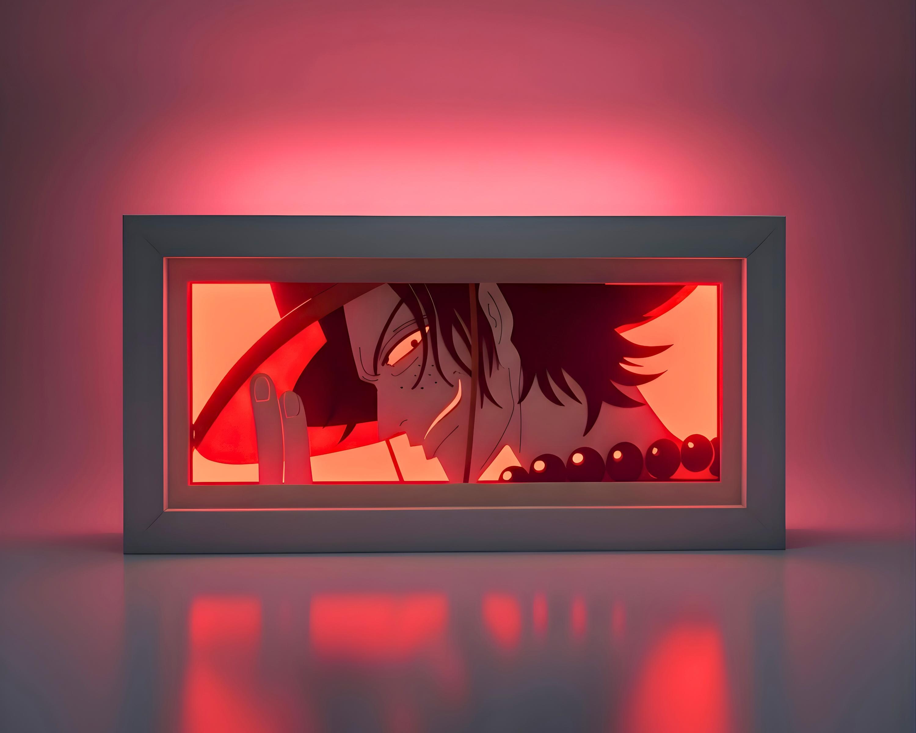 Ace Anime Light Box | One Piece LED Night Light | RGB Manga Decor