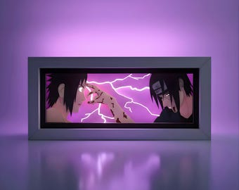 Itachi & Sasuke Light Box | Naruto LED Lamp | Anime RGB Lightbox | Otaku Room Decor | Manga Gift | Uchiha Brothers Display
