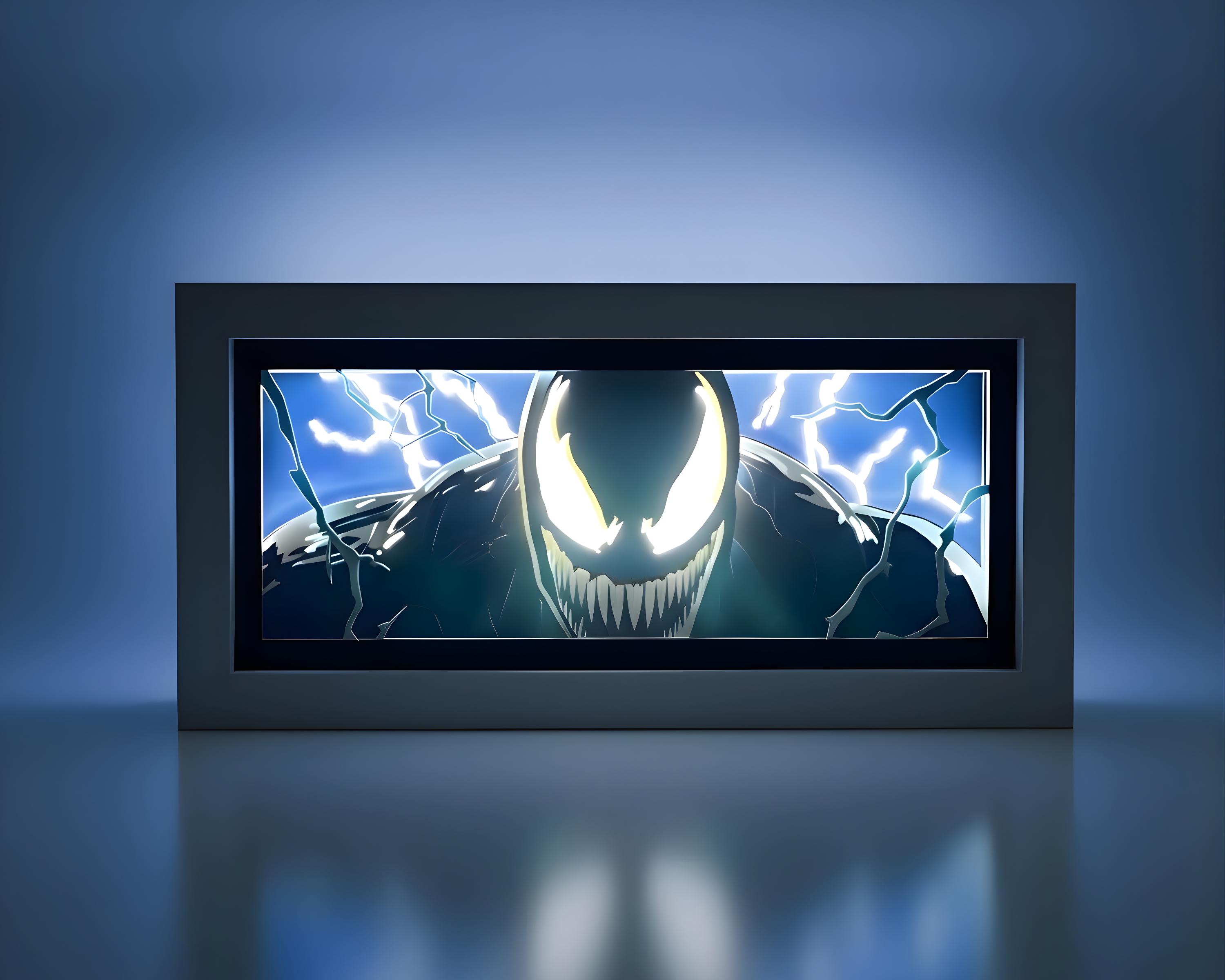 Venom LED Light Box | Marvel Night Light | RGB Comic Lightbox