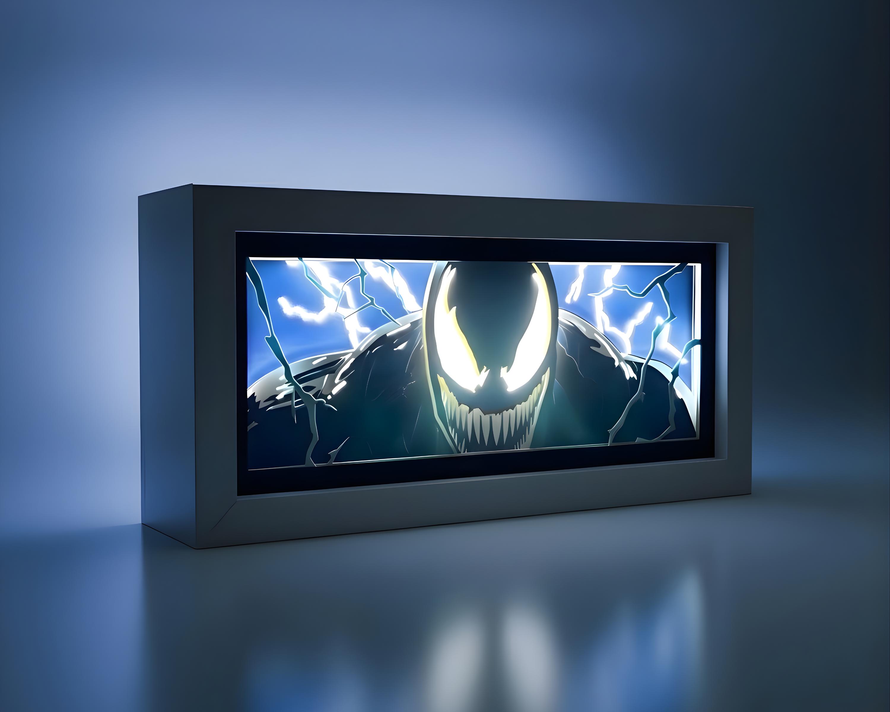 Venom LED Light Box | Marvel Night Light | RGB Comic Lightbox
