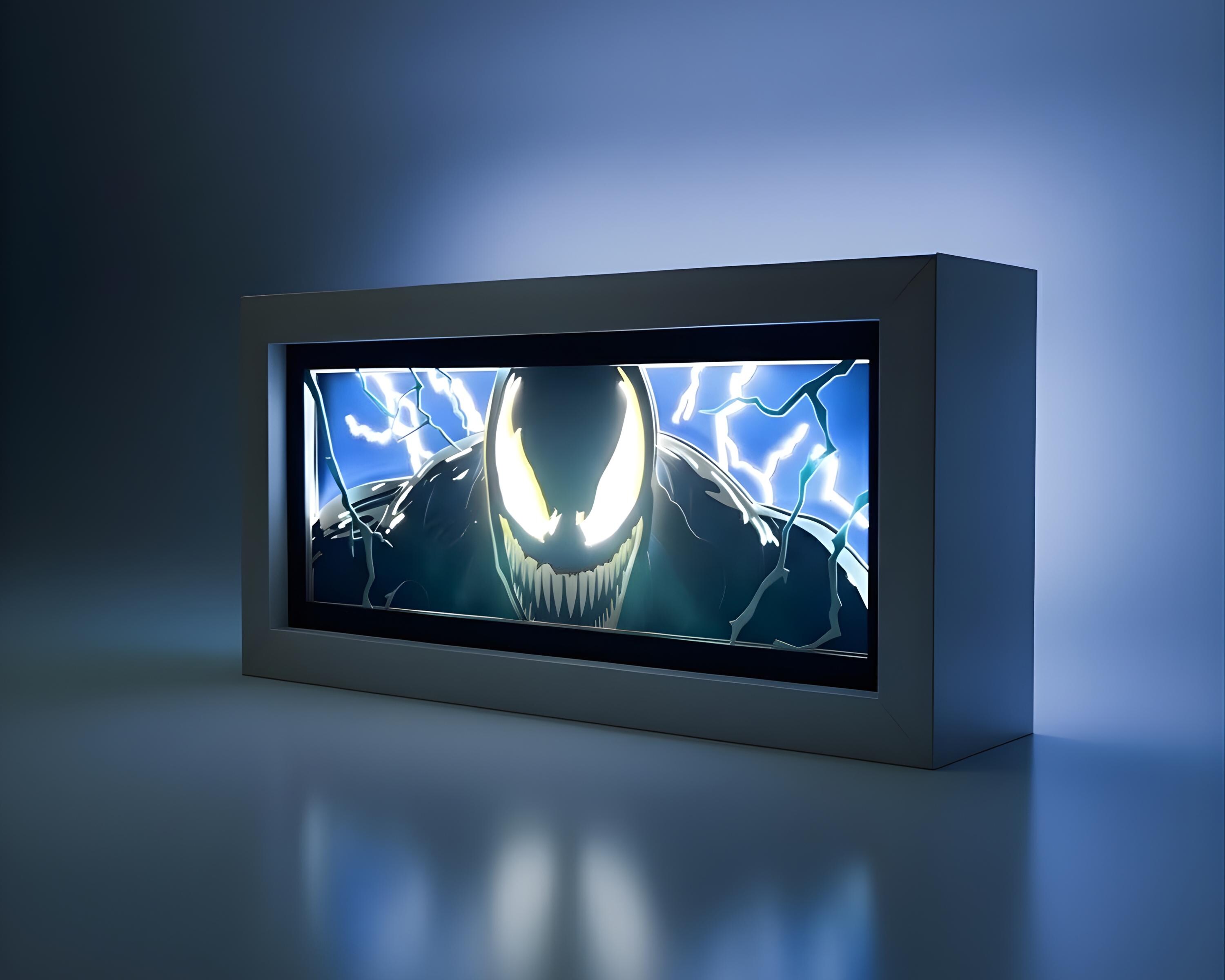 Venom LED Light Box | Marvel Night Light | RGB Comic Lightbox