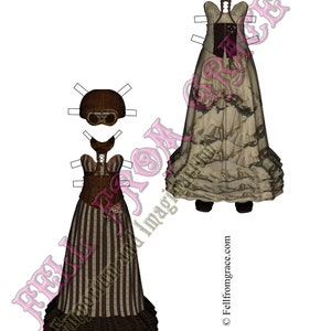Printable Steampunk Sadie Dress Up Paper Doll & 10 outfits to print at home Great gift Idea Download now image 3