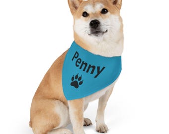 Personalized Paw Name Pet Bandana Collar | Custom Dog Cat Scarf