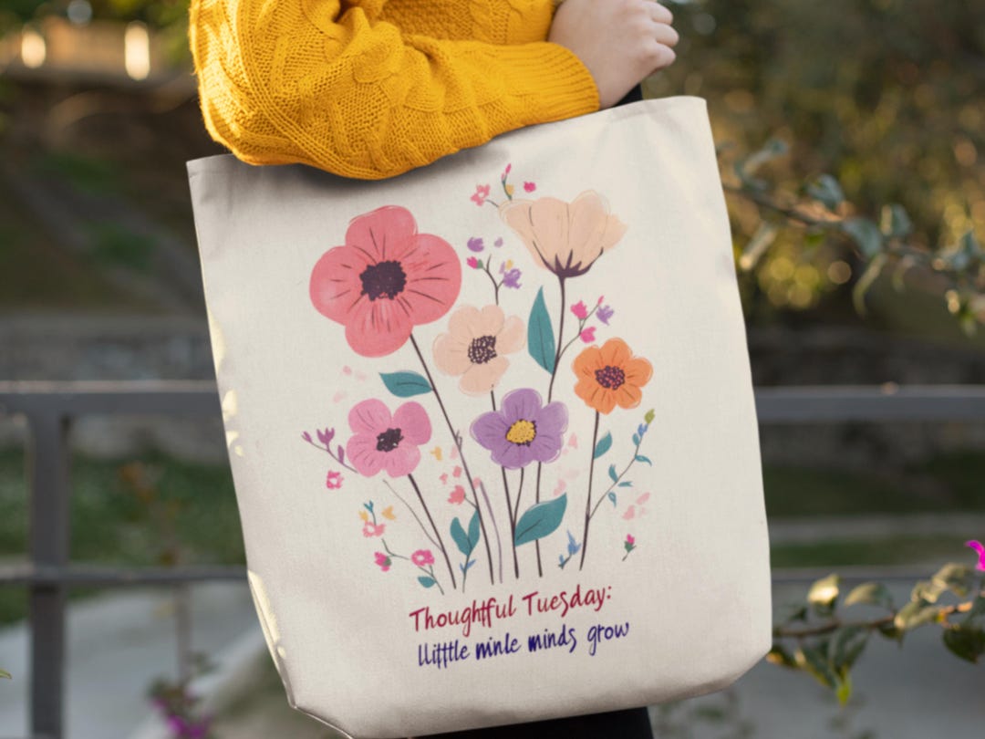 Personalized Floral Teacher Tote Bag, Custom Name Gift - Etsy