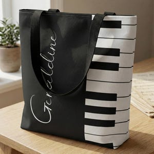 Personalized Piano Keys Tote Bag – Custom Musician Gift