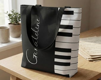 Personalized Piano Keys Tote Bag – Custom Musician Gift