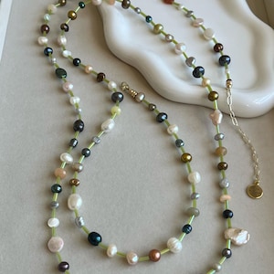 Beautiful Green and Multicolored Pearl Wrap Necklace