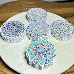 Moroccan Tile Coasters  Set of 6 Ceramic Drink Coasters Colorful Mosaic Design Home Decor Gift Moroccan Style