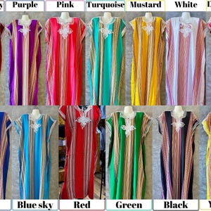 Pack of 3 Moroccan Gandouras Kaftan Dress Lightweight Cotton Robe Moroccan pyjamas Handmade Moroccan Clothing Gift for Her