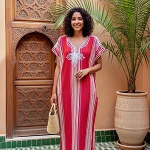 Moroccan Gandoura moroccan caftan for Women boho dresses moroccan free people dress Red