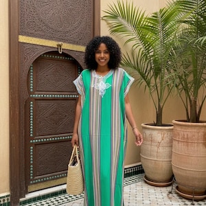 Moroccan Gandoura moroccan caftan for Women boho dresses moroccan free people dress Green