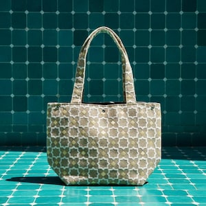 Moroccan Zellij Tote Bag – Handmade Moroccan Bag – Geometric Mosaic Pattern Tote – Moroccan Fabric Bag – Boho Artisan Bag