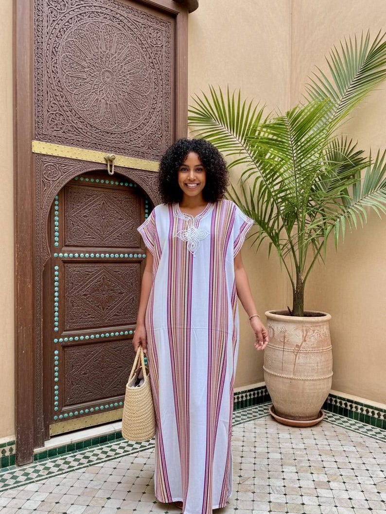 Moroccan Gandoura moroccan caftan for Women boho dresses moroccan free people dress White
