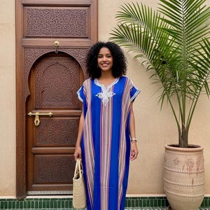 Moroccan Gandoura moroccan caftan for Women boho dresses moroccan free people dress Blue