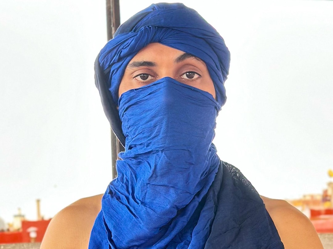 Foulard désert marocain écharpes sahara marocaine véritable écharpe indigo  berbère touareg écharpe saraha écharpe désert arabe écharpe marocaine