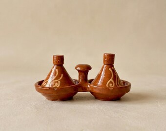 Mini Moroccan Tagine Spice Holder – Small Terracotta Tagine Dish – Handmade Mini Tagine Pots – Moroccan Tagine Decor – Double Serving Tagin
