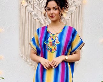 Moroccan Gandoura Kaftan Dress Berber design for Women Striped Bohemian Caftan