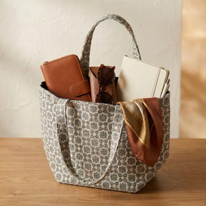 Moroccan Bags Large Velvet Tote | Authentic Bags From Morocco with Zellige Brocade | Luxury Boho Shoulder Purse & Laptop Shopper