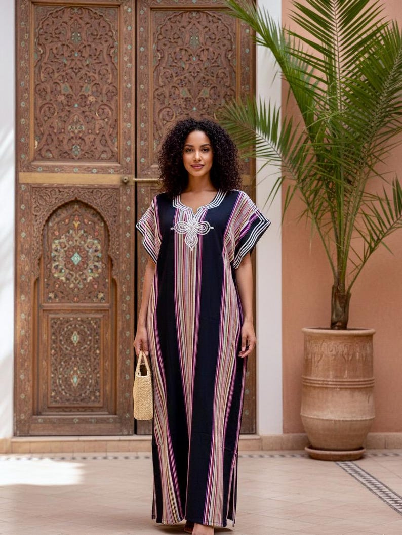 Moroccan Gandoura moroccan caftan for Women boho dresses moroccan free people dress Black