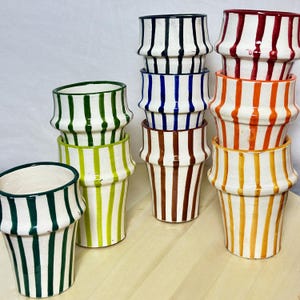 Moroccan cups Striped Moroccan Ceramic Cup Handmade Pottery Glass moroccan tea cup | 10+ Color Variants