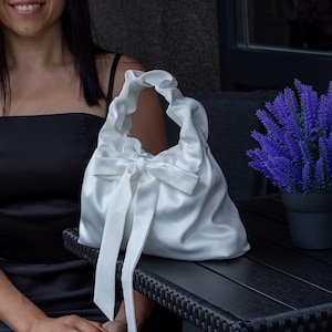 Ivory Satin Bridal Clutch: Elegant Wedding Handbag