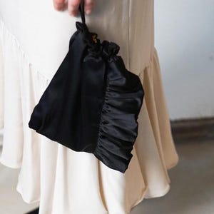 Elegant Black Clutch - Gift for her,Satin Evening bag for formal event,Perfect Handmade Party Handbag,Small woman purse for special occasion