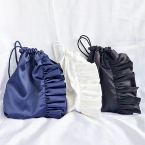 Set of Three Bridesmaid Clutches: Handmade Ruffled Satin Evening Bags